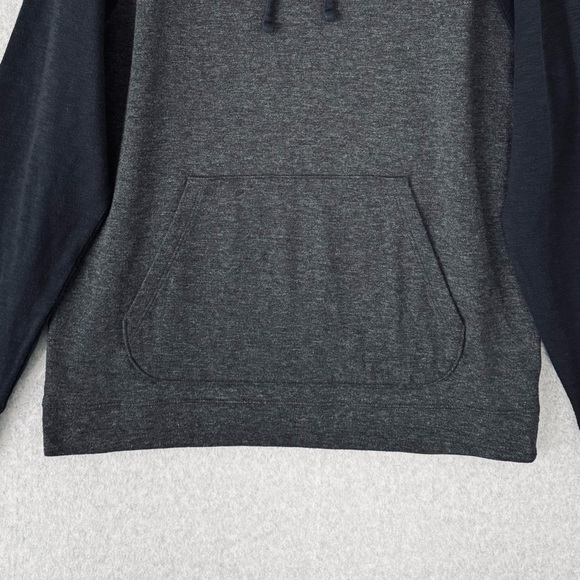 Vince Pullover Hoodie Mens Large Gray Navy Blue Double Knit Long Sleeve Pocket - Picture 4 of 15